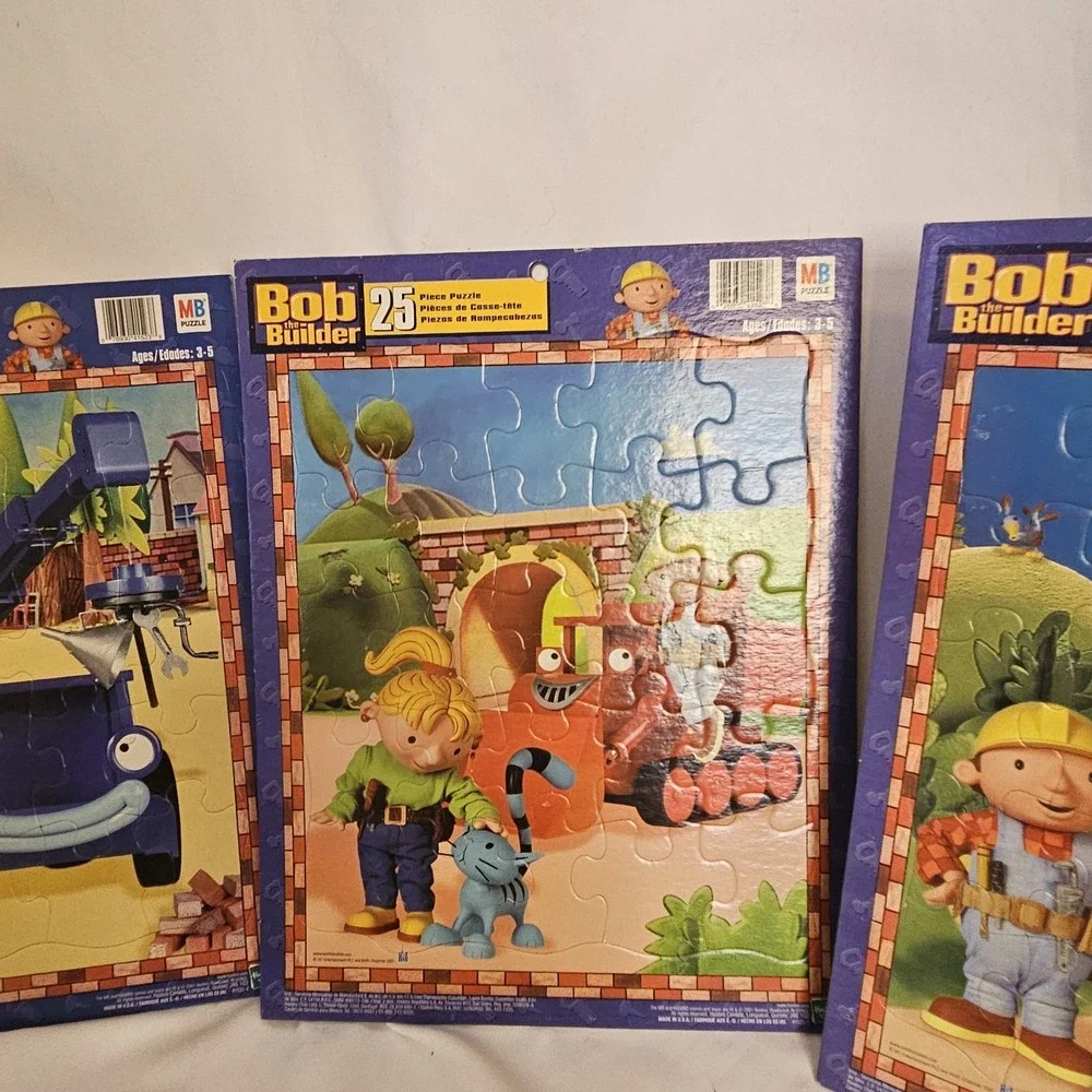 Set of 3 Bob The Builder 25 Piece Puzzles Hasbro 2001 Vintage COMPLETE Y2K‎